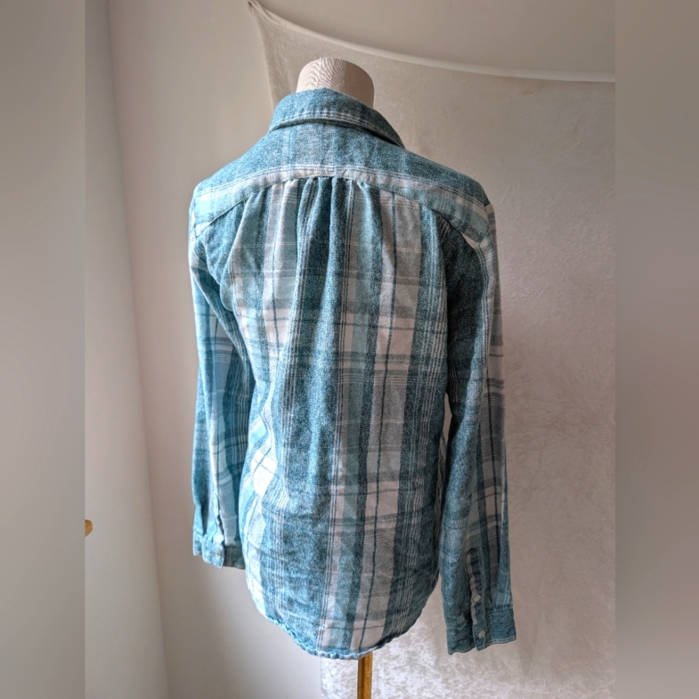 Rustic Ridge Spandex Cotton Bluish Green White Plaid